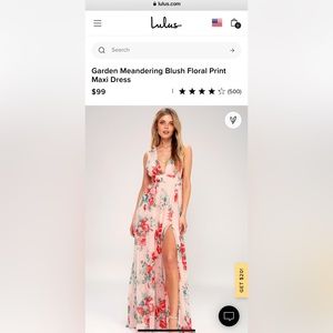 SMALL- Garden Meandering Blush Floral Print Maxi Dress